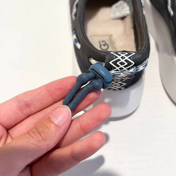 UGG Gray Suede Shearling Lined Platform Boat Shoes Preppy Slip On Loafers 7 NWOB - Picture 7 of 11